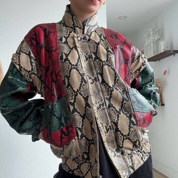 Gucci Snakeprint Python Tricolor Convertible Designer Jacket/ Vest - Picture 1 of 15